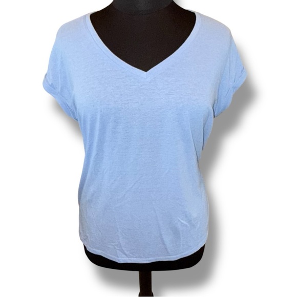 TALBOTS DROP SHOULDER V-NECK TEE - 1X Tranquil Blue - Picture 2 of 13